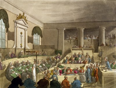 Juicio en progreso en el Old Bailey de Thomas Rowlandson